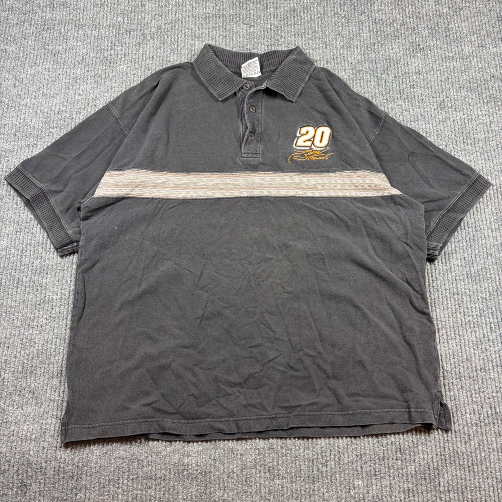 Vintage Winners Circle Shirt Men's L‎ Tony Stewart NASCAR 20 Polo Faded Black